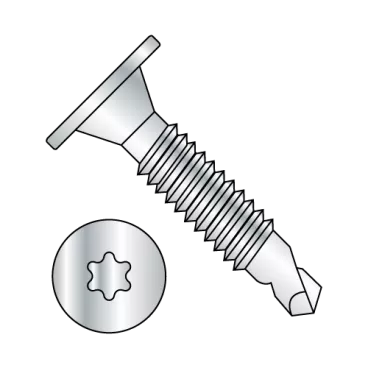 10-16X1 1/4  6 Lobe Wafer Head Full Thread Self Drilling Screw Zinc Bake
