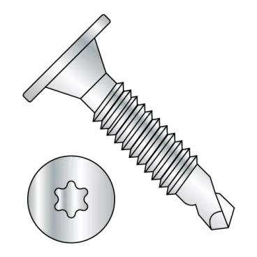 10-24X1  6 Lobe Wafer Head Self Drilling Screw Machine Screw Thread F/T Zinc Bake