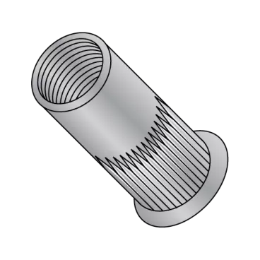 3/8-16-.150  Small Head Ribbed Threaded Insert Rivet Nut Aluminum Cleaned and Polished