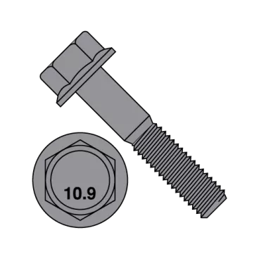 M10-1.5X30  DIN 6921 Class 10.9 Metric Flange Bolt Screw Non Serrated Plain
