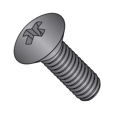 10-24X1  Phillips Oval Head Machine Screw Fully Threaded Black Oxide