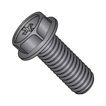 1/4-20X5/8  Phillips Indented Hex Washer Machine Screw Fully Threaded Black Oxide and Oil