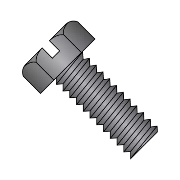 1/4-20X5/8  Slotted Indented Hex Head Machine Screw Fully Threaded Black Oxide