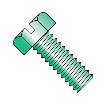 8-32X1/4  Slotted Indented Hex Head Machine Screw Fully Threaded Zinc Green
