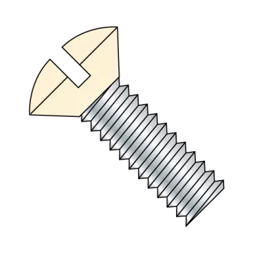 6-32X1  Slotted Oval Machine Screw Fully Threaded Zinc with Ivory Painted Head