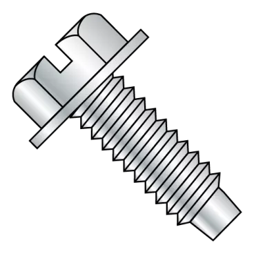 5/16-18X4  Slotted Indented Hex Washer Head Machine Screw Full Thread 3/16 Dog Point Zinc