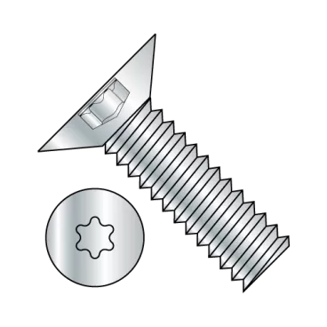 4-40X3/16  6 Lobe Flat 100 Degree Machine Screw Fully Threaded Zinc