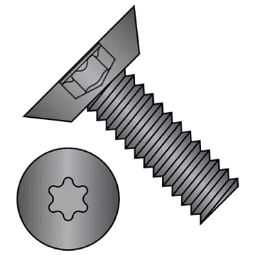 8-32X1/4  6 Lobe Flat Undercut Machine Screw Fully Threaded Black Oxide and oil