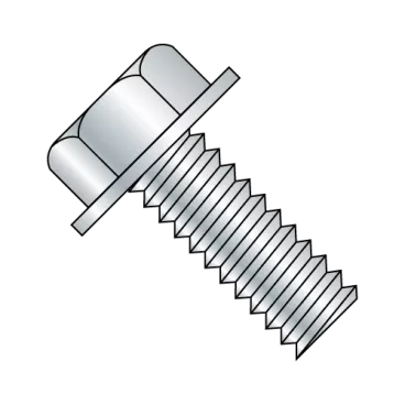 3/8-16X1  Unslotted Indented Hex Washer Head Machine Screw Fully Threaded Zinc