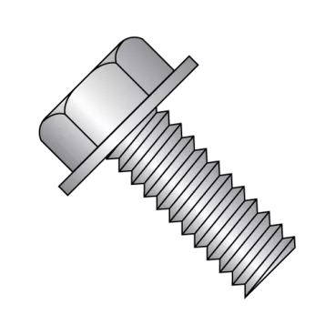 3/8-16X1 1/4  Unslotted Indented Hex Washer Head Machine Screw Full thread 18-8Stainless Steel