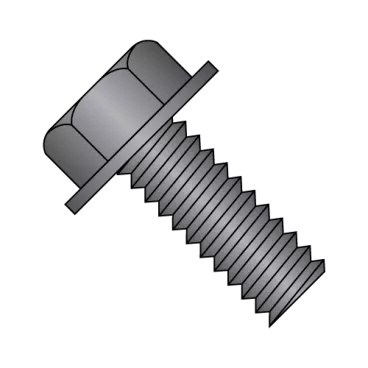 5/16-18X3/4  Unslotted Indented Hex Washer Head Machine Screw Fully Threaded Black Oxide