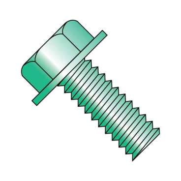 8-32X1/4  Unslotted Indented Hex Wash Grounding Machine Screw Fully Threaded Zinc & Green