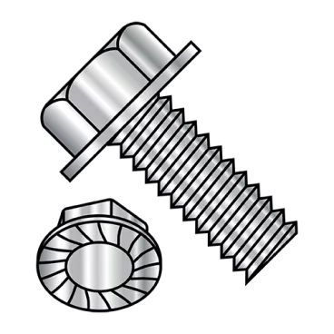 8-32X1/2  Unslotted Indent Hex Washer Head Serrated Machine Screw F/T 18-8 Stainless Steel