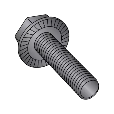5/16-18X3/4  Serrated Hex Flanged Washer Full Thread Screw Black Oxide