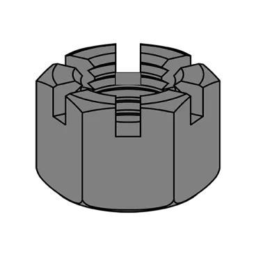 1 1/8-7  Slotted Heavy Hex Nut Plain
