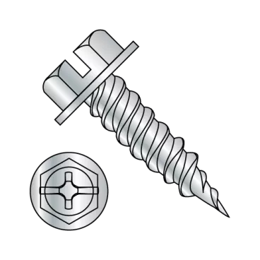 10-16X3/4  Combo (slot/phil) Ind Hexwasher 1/4" Across Flats F/T Self Piercing Screw Zinc
