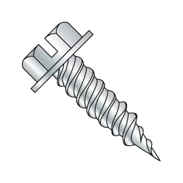 10-16X1 1/4  Slot Hex Washer Self Piercing 5/16 Across Flats F/T Needle Point Zinc & Bake