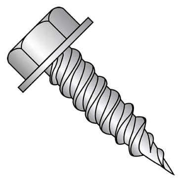 10-16X1  Unslot Ind Hexwasher 1/4" Across Flats F/T Self Piercing Scr 410 Stainless Steel