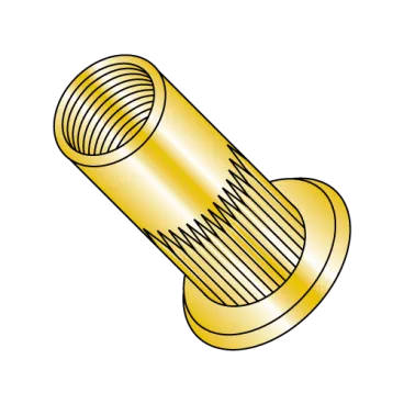 3/8-16-.150  Flat Head Ribbed Threaded Insert Rivet Nut Steel Zinc Yellow Dichromate