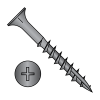 Phillips - Flat with Nibs - Wood Screws - #17 Point - Black Oxide - Partial Thread