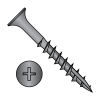 Flat - Phillip without Nibs - #17 Point - Deep Thread Wood Screws - Black Oxide - Partially Threaded