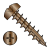 Pan - Phillips - #17 Point - Deep Thread Wood Screws - Antique Brass