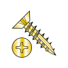 Flat Undercut - Phillips - #17 Point - Hinge Screws - Bright Brass