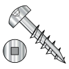 Pan - Square Recess - Deep Thread Wood Screws - #17 Point - Partially Threaded - 18-8 Stainless