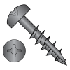 Pan - Square Phillips Combo - Deep Thread Wood Screws - #17 Point - Partially Threaded - Black Oxide