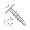 Round Washer - Square Phillips Combo - Deep Thread Screws - Double #17 Pt. - Zinc - White Head