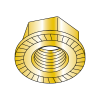 Serrated Hex Flange Lock Nut - Zinc Yellow Plated - Case Hardened